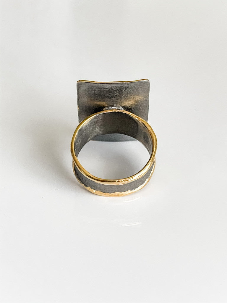 FINE SILVER AND 24K GOLD RING