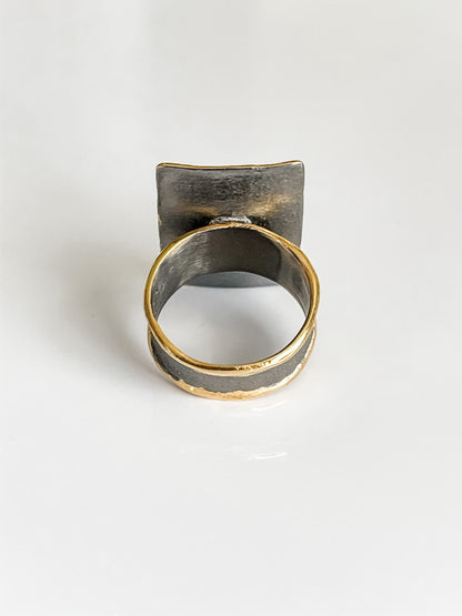 FINE SILVER AND 24K GOLD RING