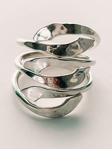 STERLING SILVER TRIPLE LEAF RING