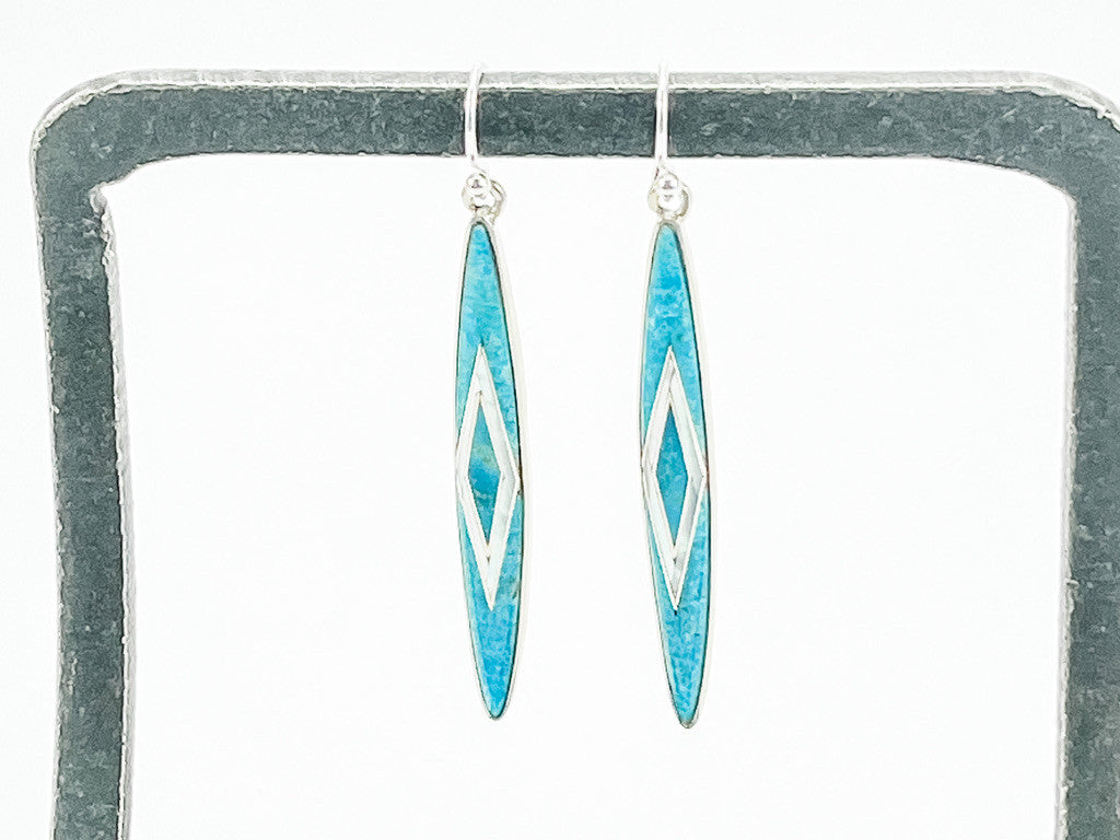 Sterling Silver and Turquoise Inlay Earrings