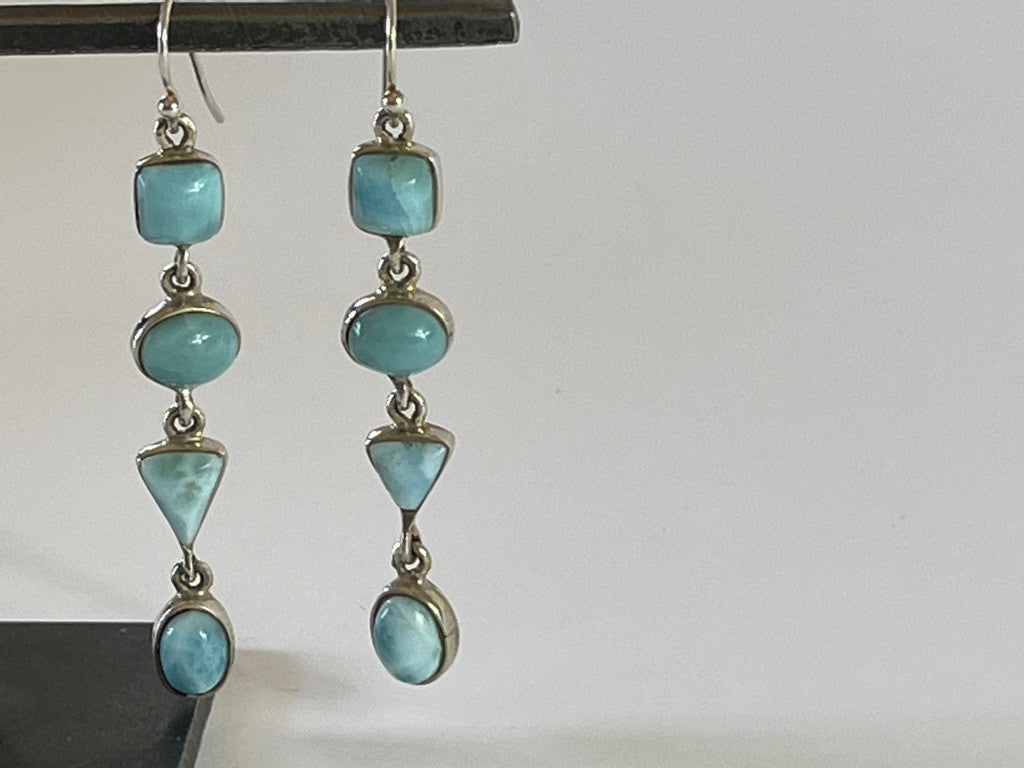 Sterling Silver and Larimar Drop Earrings