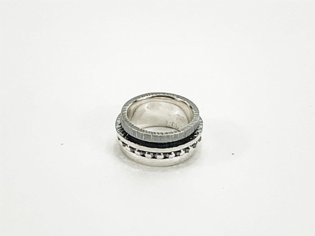 Two Tone Sterling Silver Ring With  Floating Bands