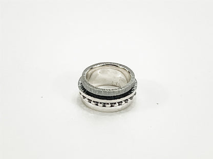 Two Tone Sterling Silver Ring With  Floating Bands