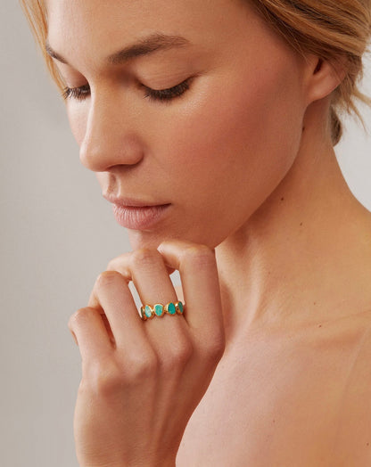 TURQUOISE ASYMMETRICAL MULTI-STONE RING