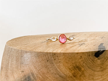 14K RUBY AND ROYAL MOONSTONE RING