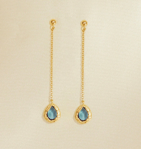 LYSIA CERULEAN BLUE LONG EARRINGS