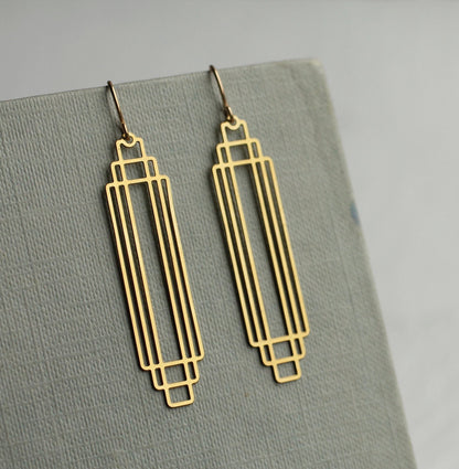 ART DECO GOLD RECTANGLE EARRINGS