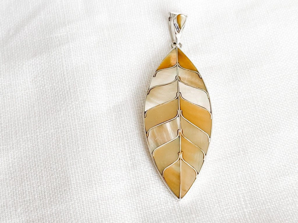 MOTHER OF PEARL LEAF PENDANT