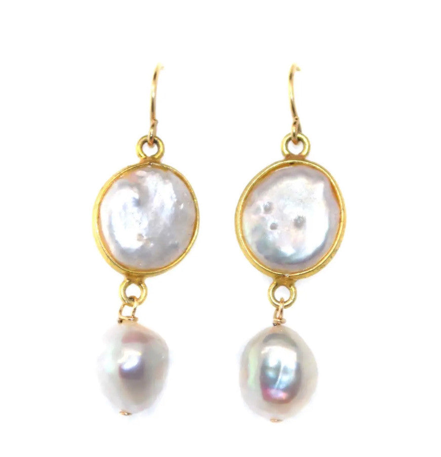 CIRCLE PEARL DROP EARRINGS