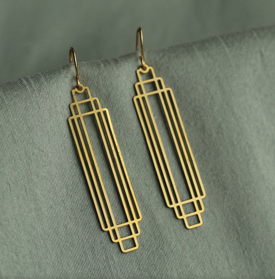 ART DECO GOLD RECTANGLE EARRINGS