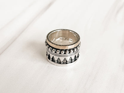 Sterling Silver and 18k Gold Spinner Crown Ring