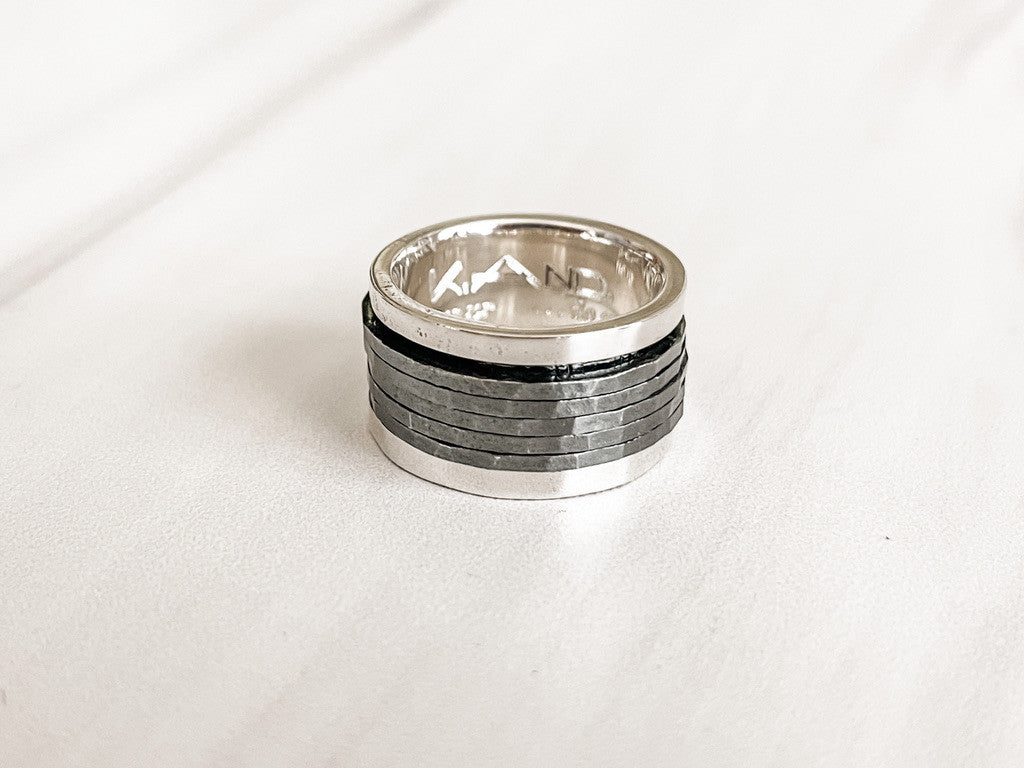 Sterling Silver Spinner Ring with 5 Oxidized Bands