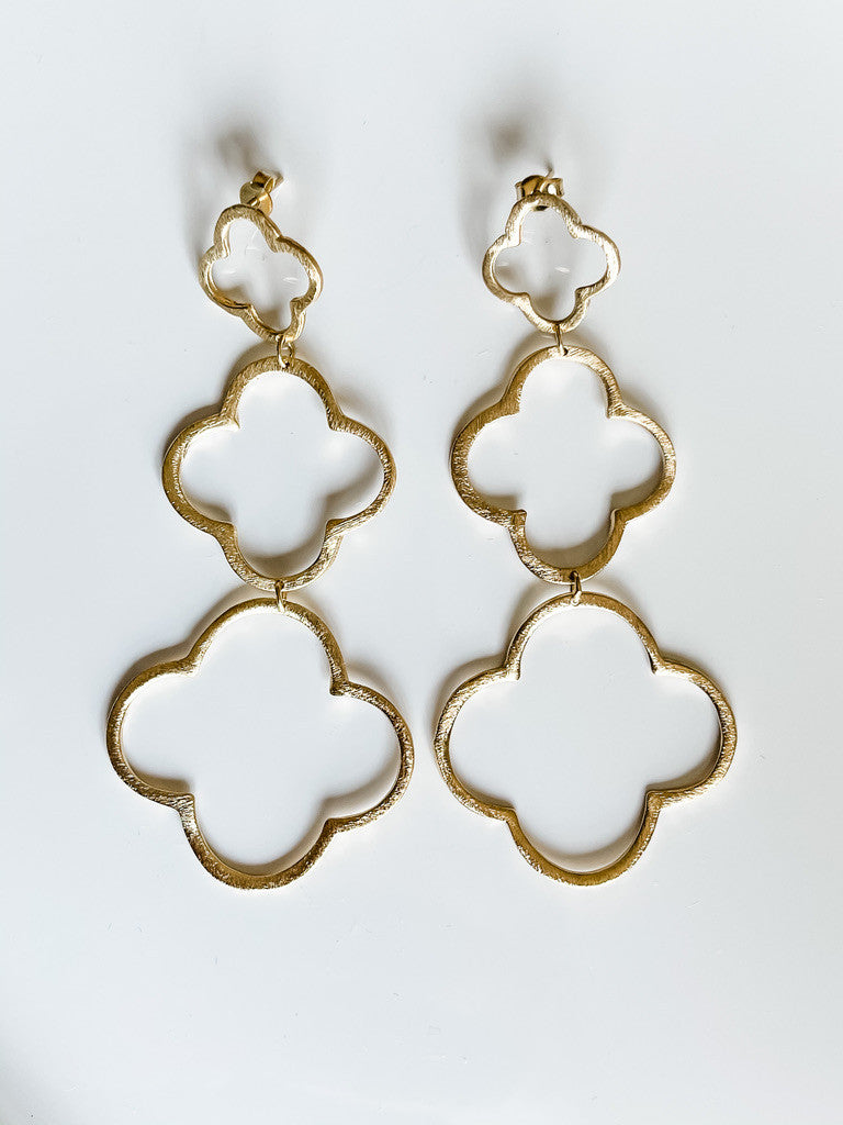 18K GOLD PLATED TRIPLE DROP CLOVER EARRINGS