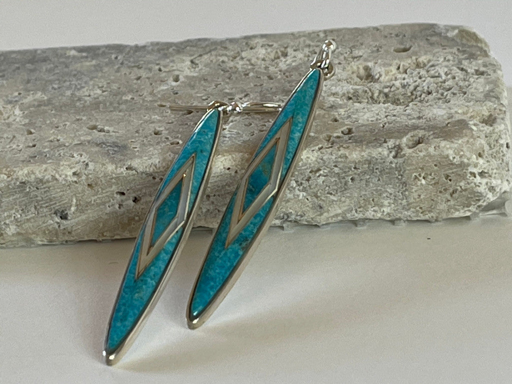 Sterling Silver and Turquoise Inlay Earrings