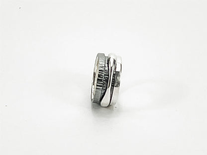 Sterling Silver Two Tone Ring with Shiny Silver Floating Band