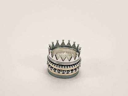 Sterling Silver and 18K Gold Wide Crown Ring