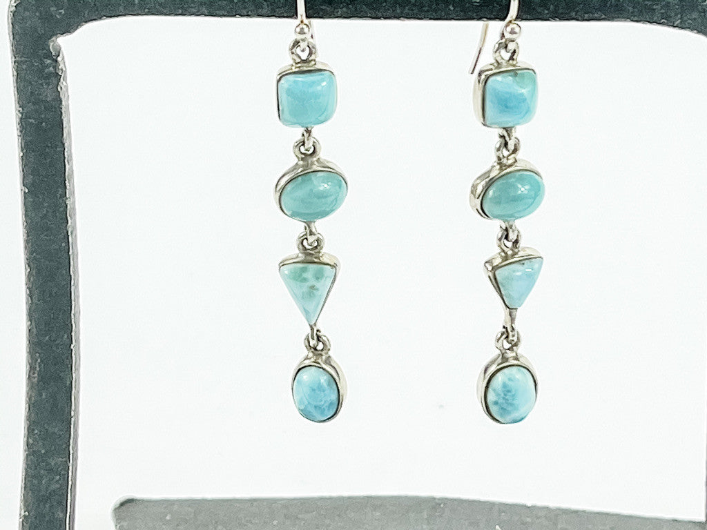 Sterling Silver and Larimar Drop Earrings