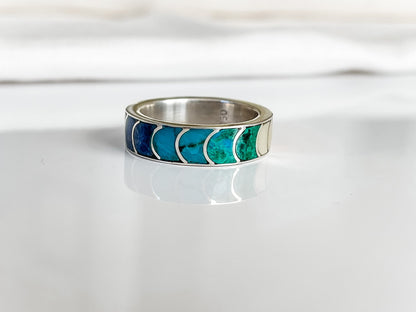 STERLING SILVER HALF-MOON RAINBOW RING