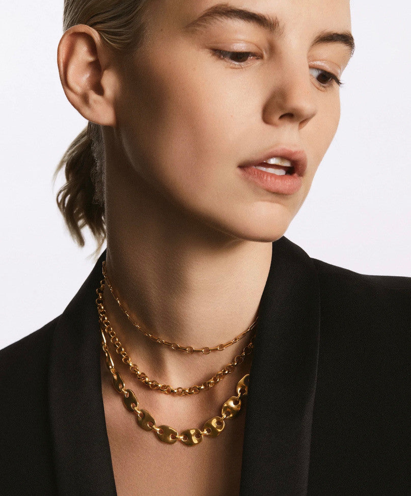 BAR & RING CHAIN COLLAR NECKLACE