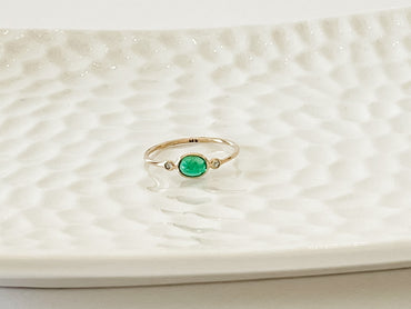 14K EMERALD AND DIAMOND RING