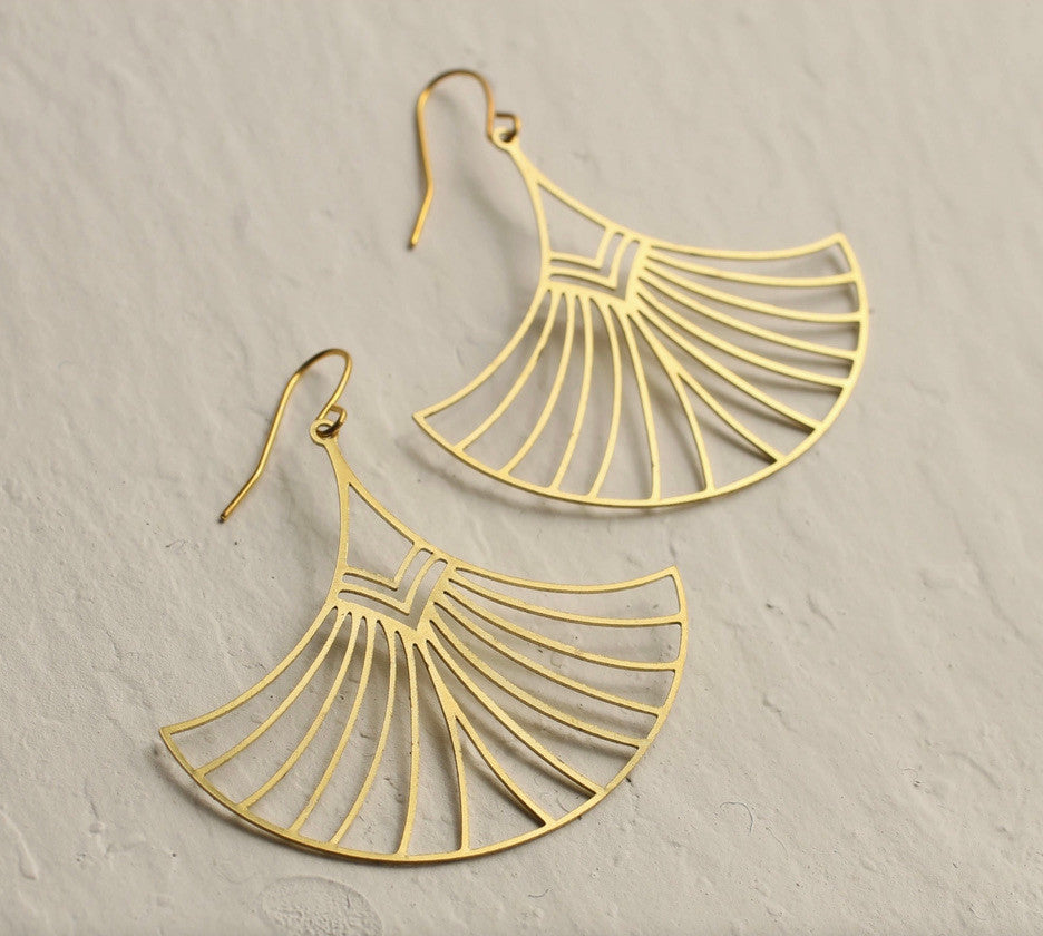 ART DECO AZTEC STATEMENT FAN EARRINGS