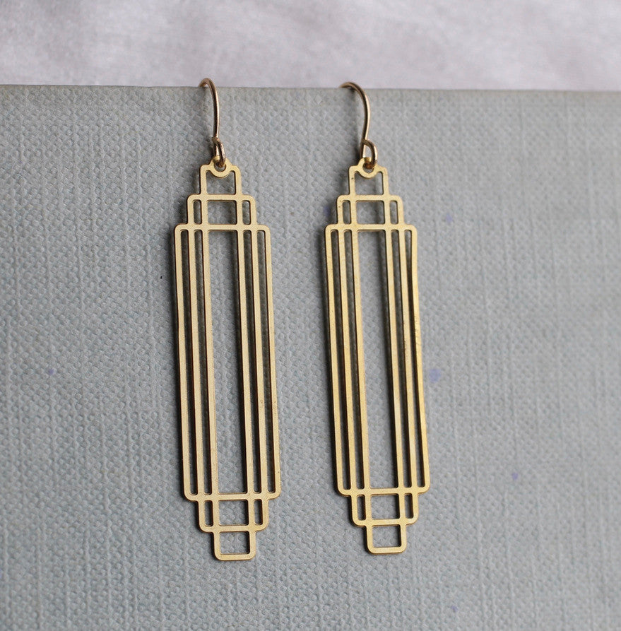 ART DECO GOLD RECTANGLE EARRINGS