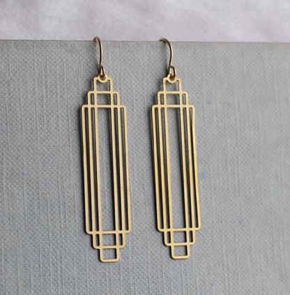 ART DECO GOLD RECTANGLE EARRINGS