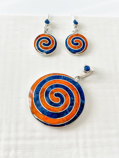 LAPIS AND CORAL STERLING SILVER EARRINGS