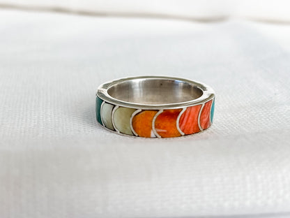 STERLING SILVER HALF-MOON RAINBOW RING