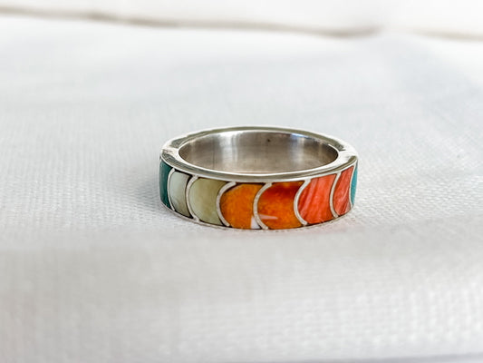 STERLING SILVER HALF-MOON RAINBOW RING