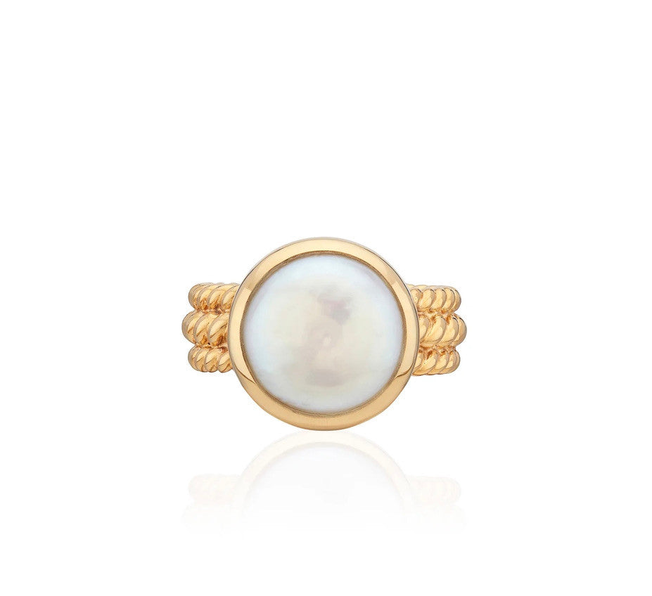 COIN PEARL TWISTED BAND RING