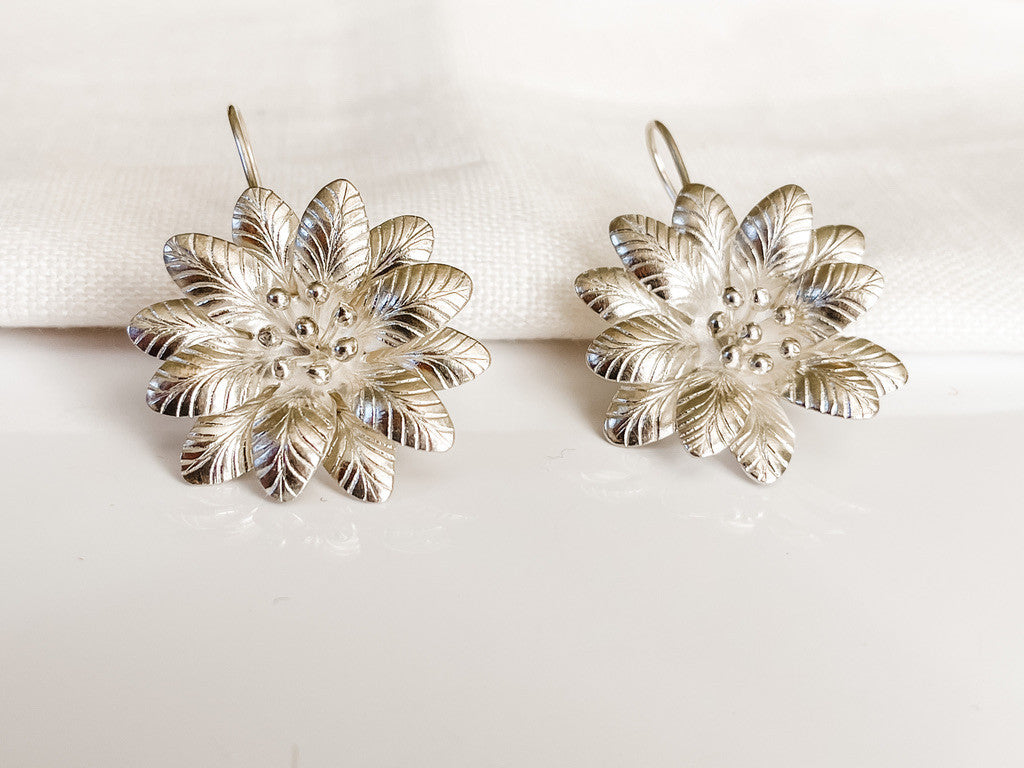 FINE SILVER FLOWER EARRINGS