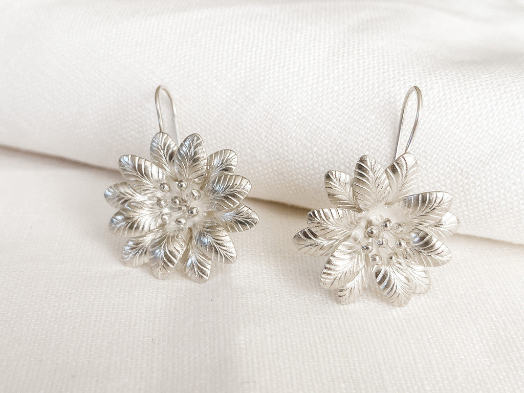 FINE SILVER FLOWER EARRINGS