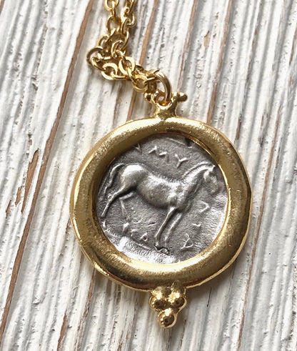 GREEK HORSE COIN NECKLACE