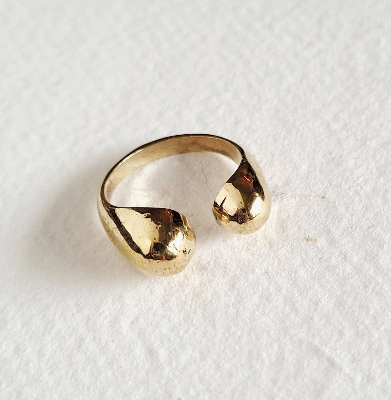 BRASS RING MOON SPHERE PINKY RING