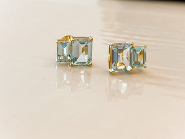 BLUE TOPAZ BAGUETTE EARRINGS