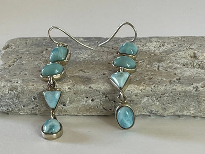 Sterling Silver and Larimar Drop Earrings