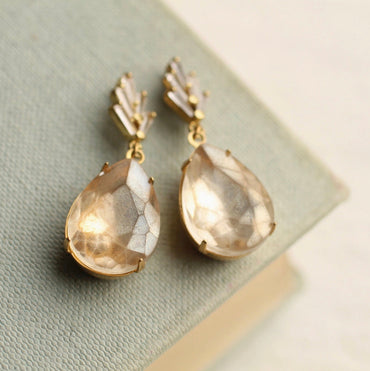 CHAMPAGNE CRYSTAL TEARDROP EARRING