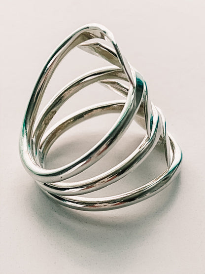 STERLING SILVER TRIPLE LEAF RING