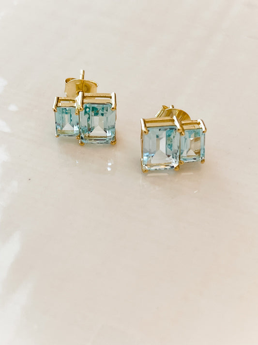 BLUE TOPAZ BAGUETTE EARRINGS