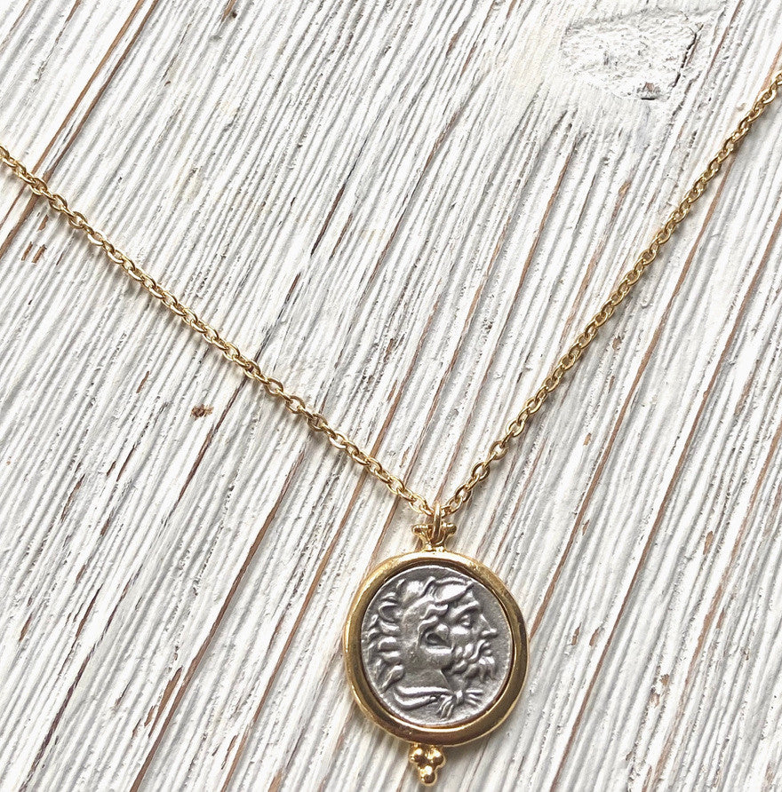 GREEK HORSE COIN NECKLACE