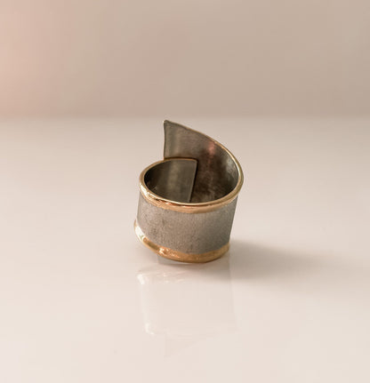 STERLING SILVER AND 18K WRAP RING