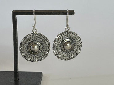 HILL TRIBE • AKHA TRIBAL COIN ETCH DROP EARRINGS