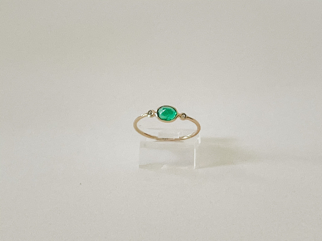 14K EMERALD AND DIAMOND RING