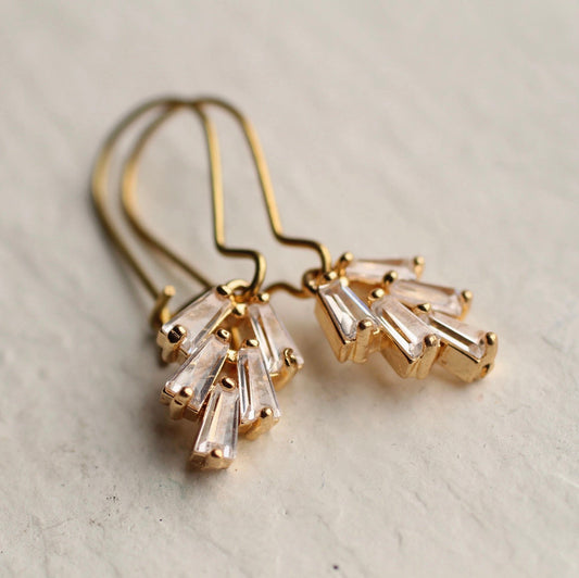 ART DECO CRYSTAL CHRYSLER BAGUETTE EARRINGS