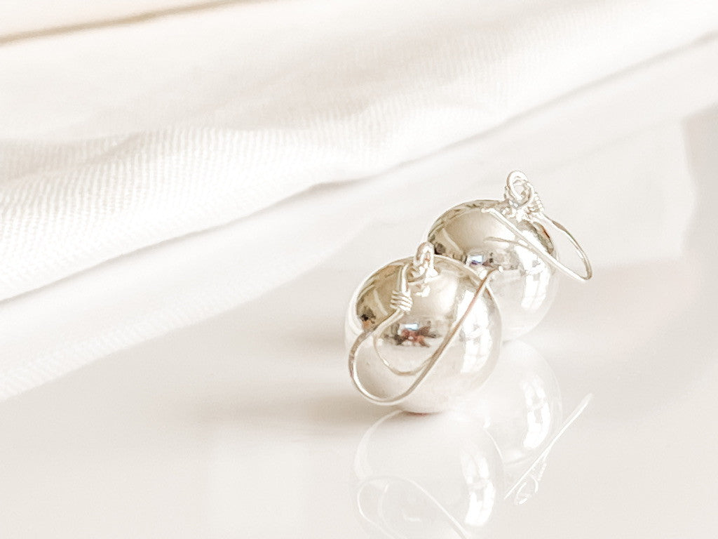 FINE SILVER BALL DROP EARRINGS