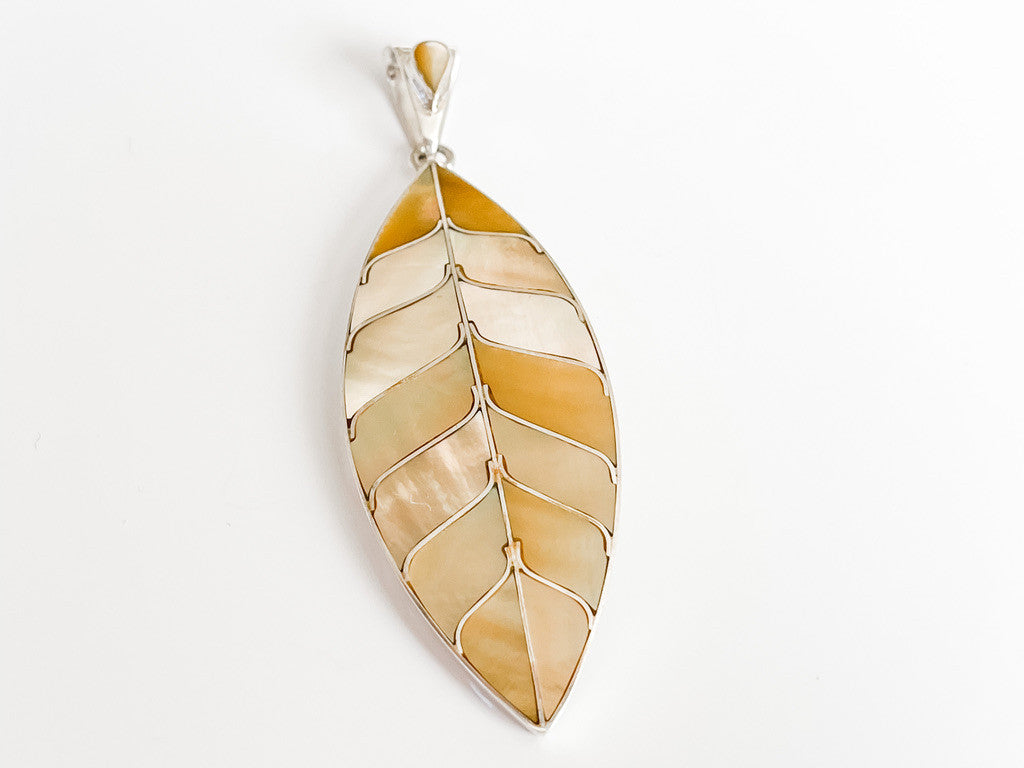 MOTHER OF PEARL LEAF PENDANT