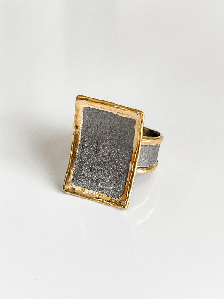 FINE SILVER AND 24K GOLD RING