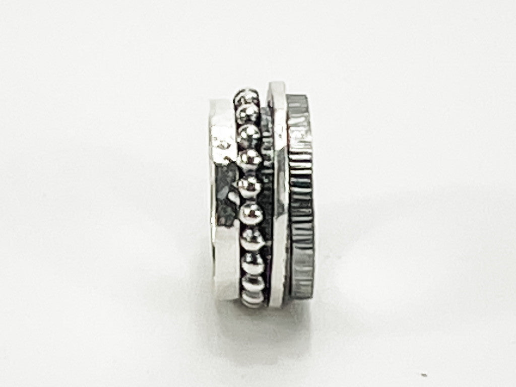 Two Tone Sterling Silver Ring With  Floating Bands