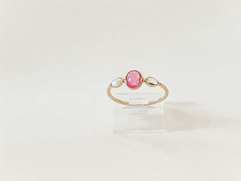 14K RUBY AND ROYAL MOONSTONE RING